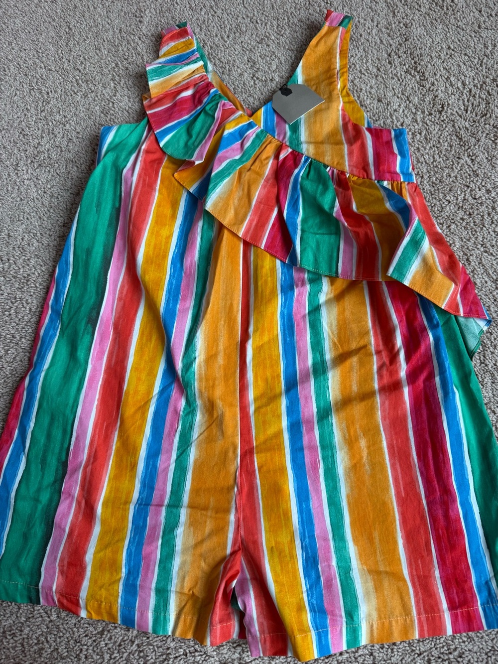 NWT Zara Girls Colorful Striped Ruffle Romper/Jumpsuit | Size 13-14